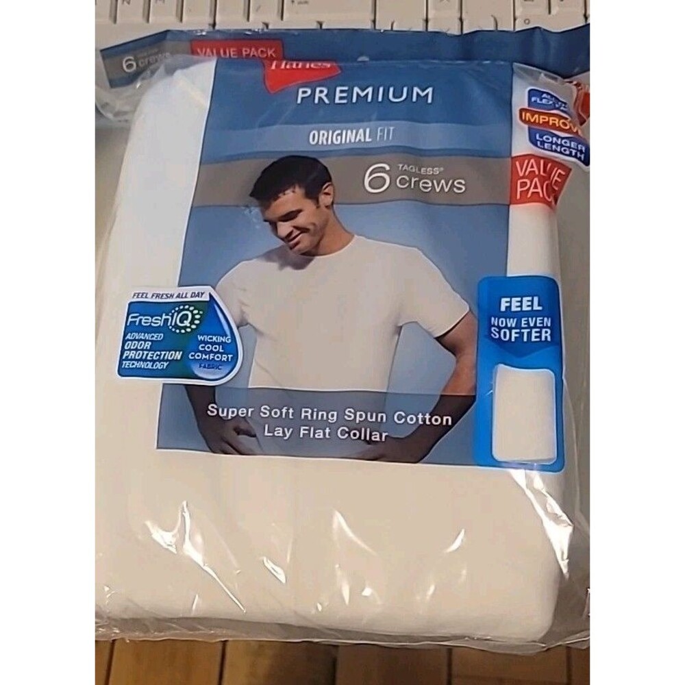 Hanes sz S 34-36" White Original Fit Crew T-Shirts 6 pk Fresh IQ Soft